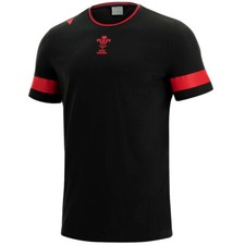 Wales WRU Rugby Black Travel Leisure Shirt Top 2021/22 BNWT Macron XL