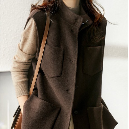 Donna Simil Lana Gilet Canottiera collo a Lupetto Monopetto Business Casual - Foto 4 di 14