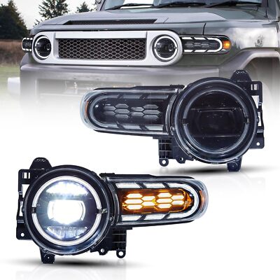VLAND Pair LED Headlights For Toyota FJ Cruiser 2007-2015 W/Sequential Signals