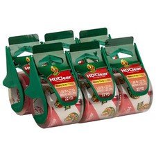 Duck HD Clear Packing Tape Dispensers - 6 Rolls of Heavy Duty Shipping and Mo...