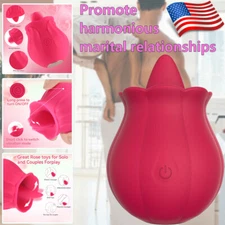 Waterproof-Rose-Vibrator-Clit-Nipple-Sucker-Women-Massager-Toy-use Lubricant US