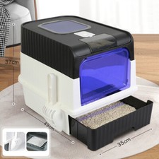 UV Sterilization Hooded Cat Litter Tray Larger Cat Litter Box With Lid and Scoop