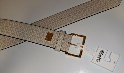 MICHAEL KORS Monogram Logo 2” Stretch Elastic Waist Belt W/Gold
