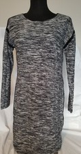 Athleta Marled Black white Long Sleeve Sweater Dress Size Medium