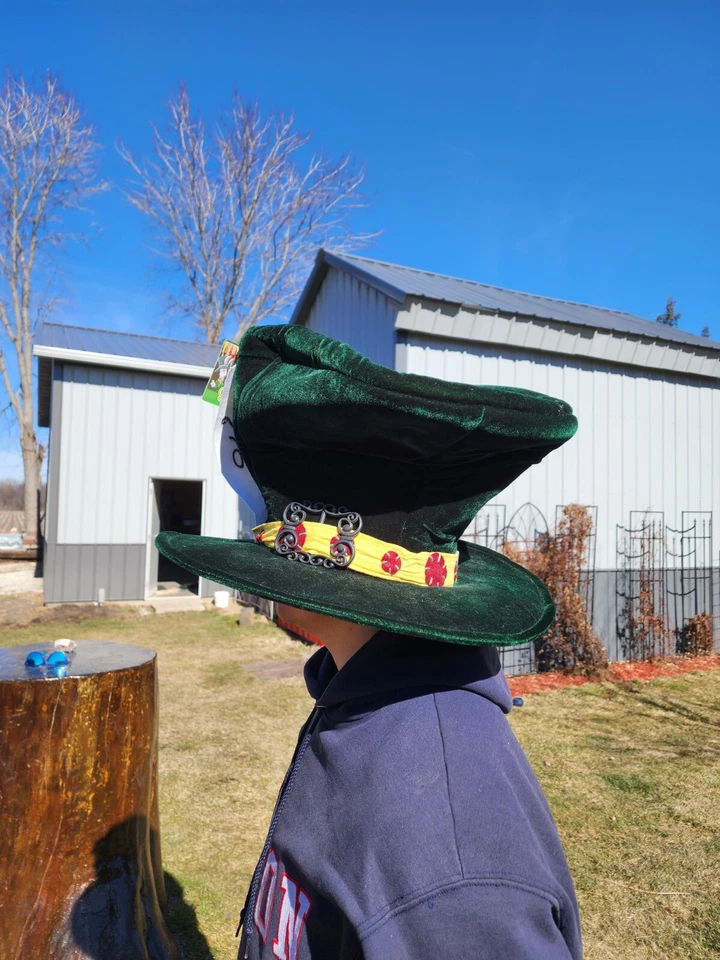 Sombrero Sombrerero Loco Verde Esmeralda Sombrerero Loco Adulto Alicia en el País de las Maravillas Sombrero de copa Foto 3 de 3