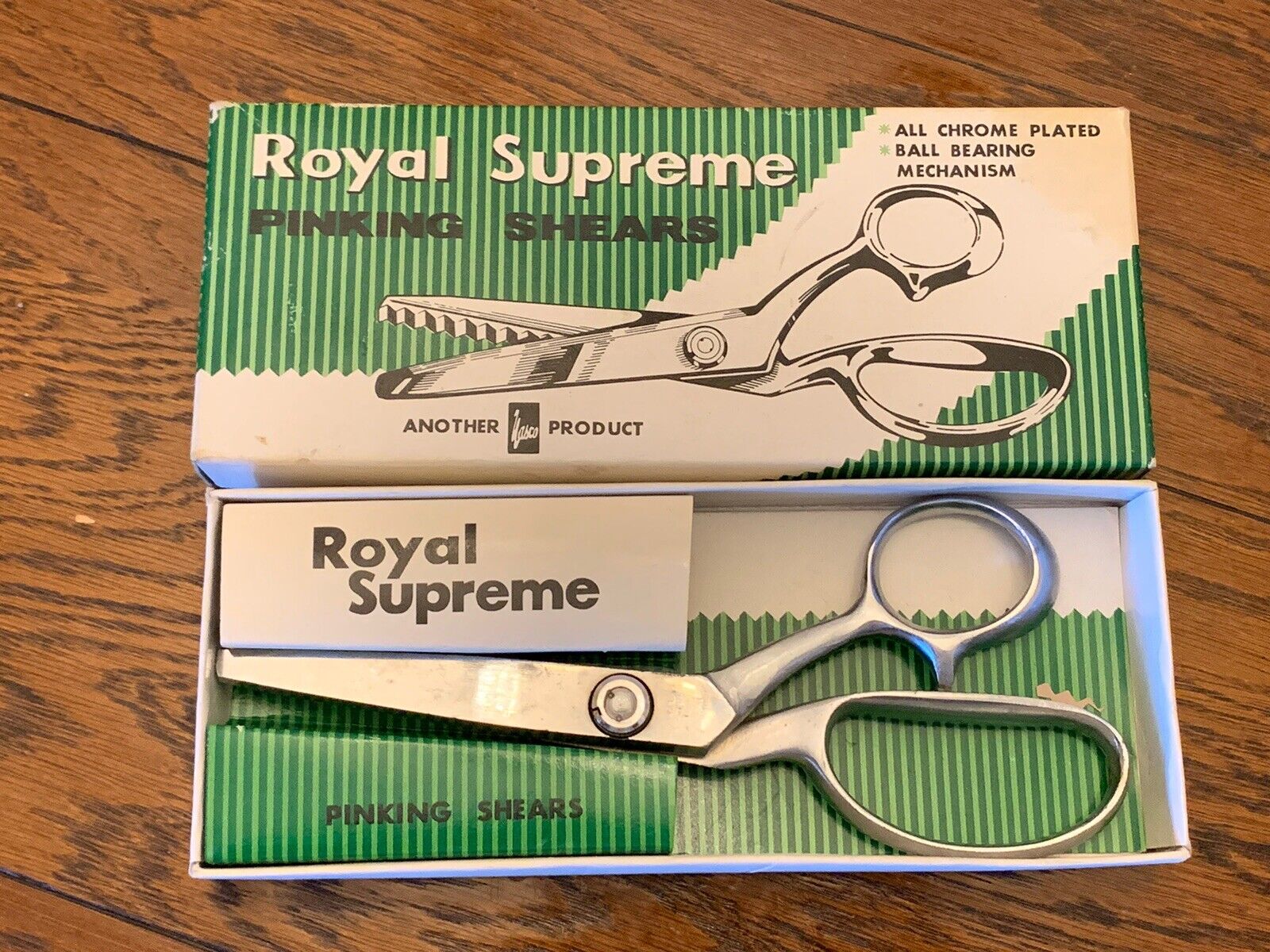 ROYAL SUPREME Chrome Plated Pinking Shears Scissors -Old Stock in Box-Used