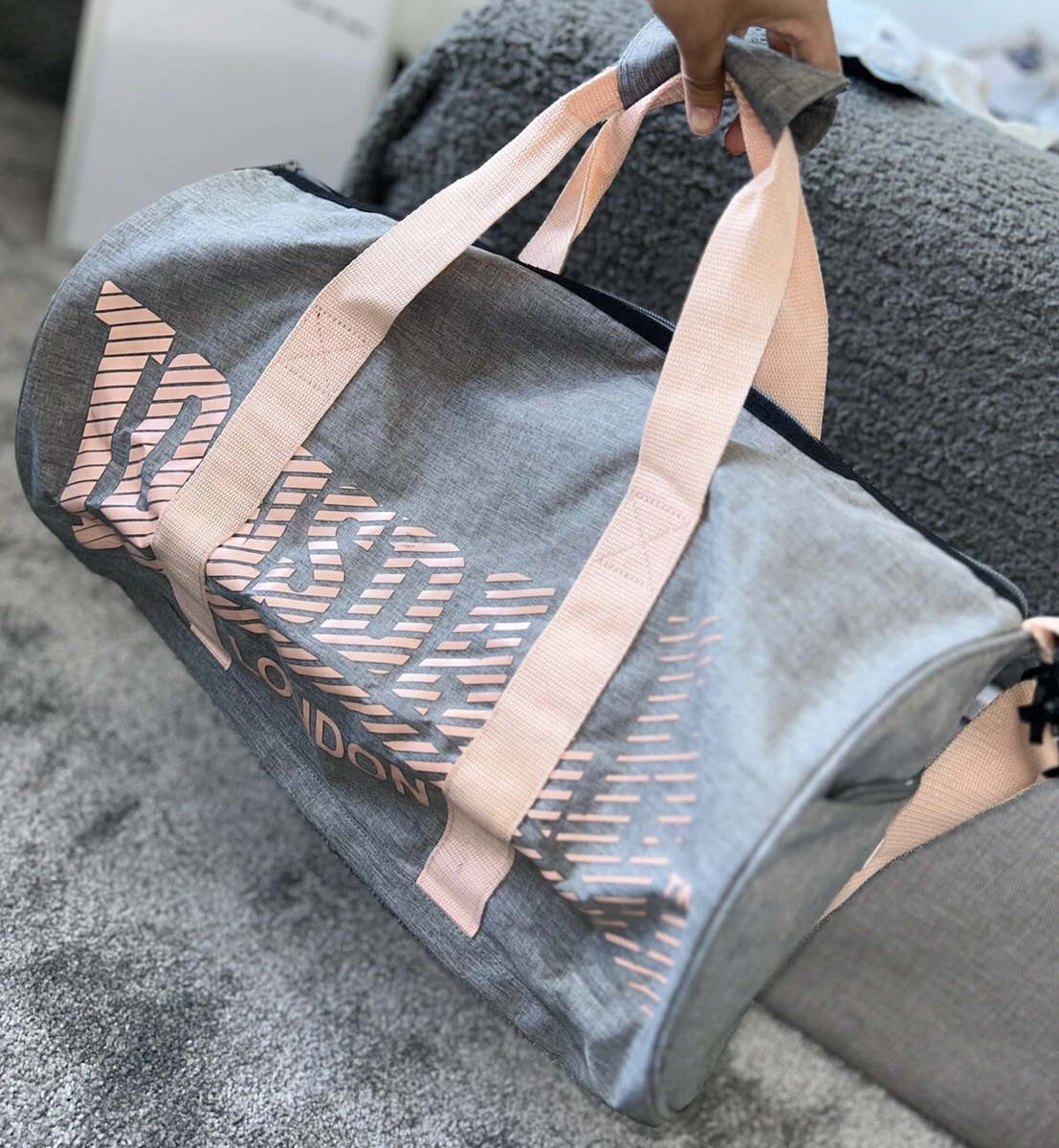 lonsdale London Women s Gym Bag Grey And Pink eBay