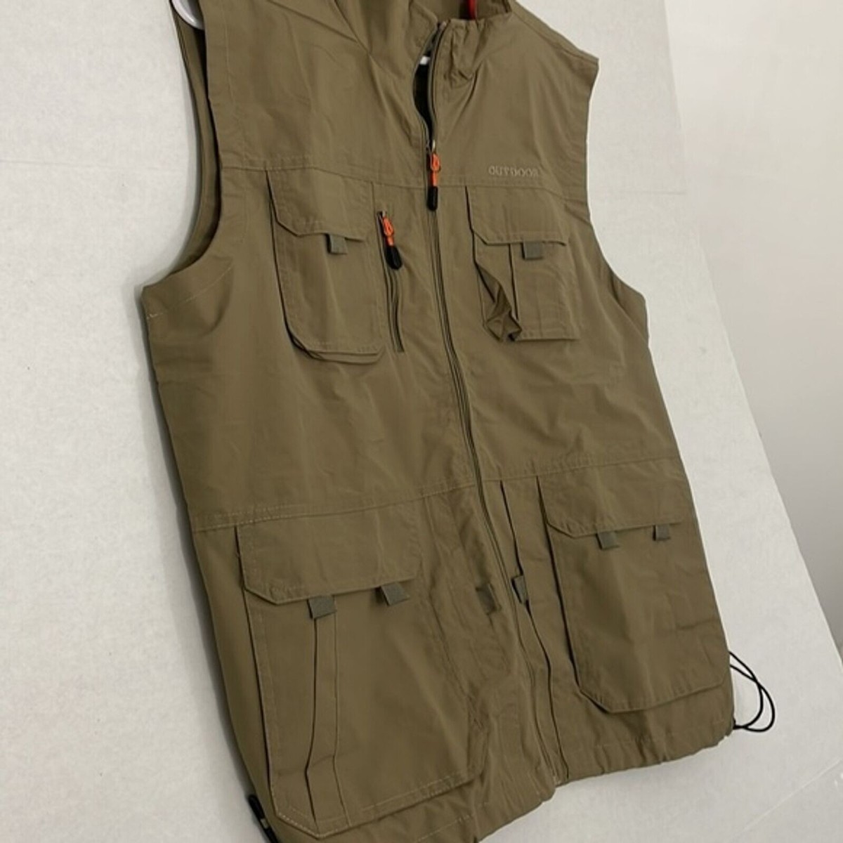 Outdoor Utility Vest, Water Resistant, Full Zip, Mesh Lined, Khaki
