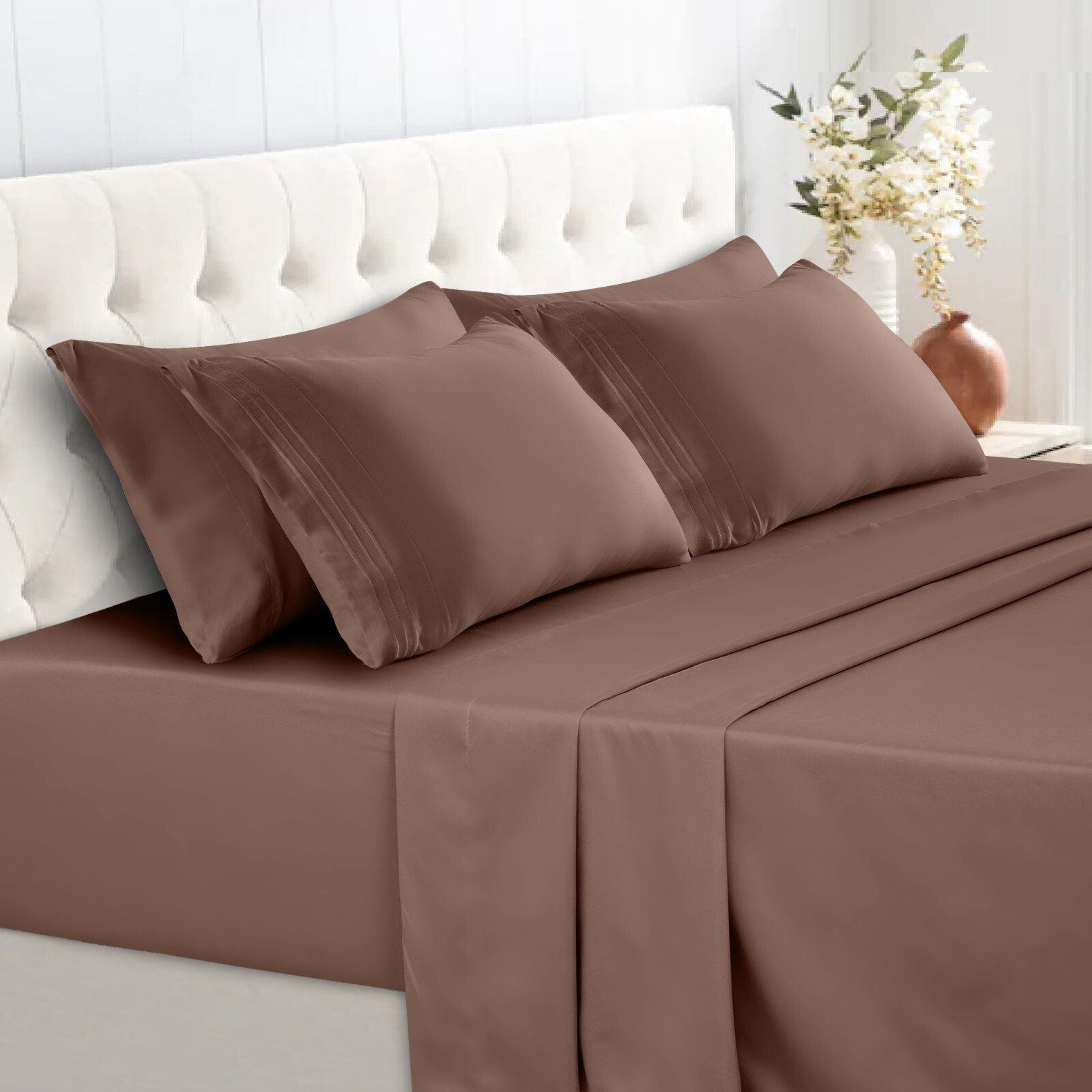 1800 Count 6 Piece Bedsheet Set Extra Soft Deep Pocket Hotel Luxury Bed