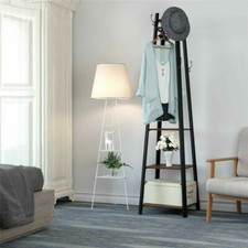 1.8m Metal Hat Coat Stand Hall Garment Storage Rack Retro Wooden Storage Shelves