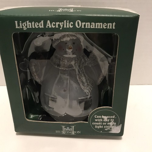 Huntington Schneemann beleuchtetes Acryl Ornament ~ 6" ~ verbindet sich mit Mini Lichterkette - Bild 1 von 6
