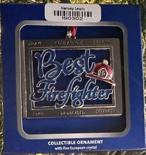 2025 Harvey Lewis Best Firefighter       Fireman Christmas Ornament w Crystal