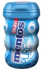 Mentos Sugar Free Pure Fresh Gum Fresh Mint Curvy Bottle 50 Pieces Per Bottle...