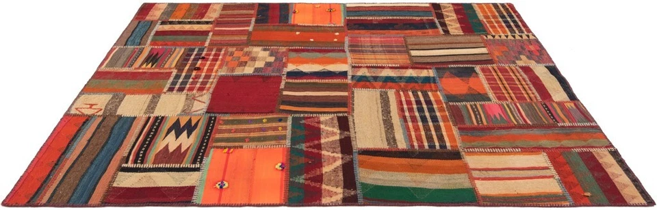 Kelim Patchwork Handgewebter Perserteppich 218x157 cm-Orient,kilim,Carpet,Rug - Bild 4 von 4