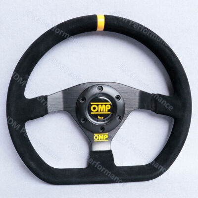 320mm OMP D style Suede Leather Thickened Spoke Flat Sport Steering Wheel #Y