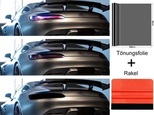 Tail Lights Headlight Film Tint Film Bright Black 200 x 30cm 2m Squeegee