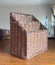 Vintage Wicker Rattan Mail Letter Holder Magazine File Desk Storage Basket Brown