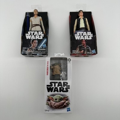 Star Wars Hasbro Rey Han Solo Mandalorian The Child Action Figure Lot 3pc