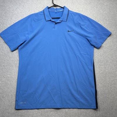 Nike Tiger Woods Velocity Max Snap Polo Shirt Men XL Blue Golf Performance