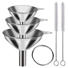 5 Pcs Stainless Steel Kitchen Funnels Set Food Grade Metal Funnels for Filling