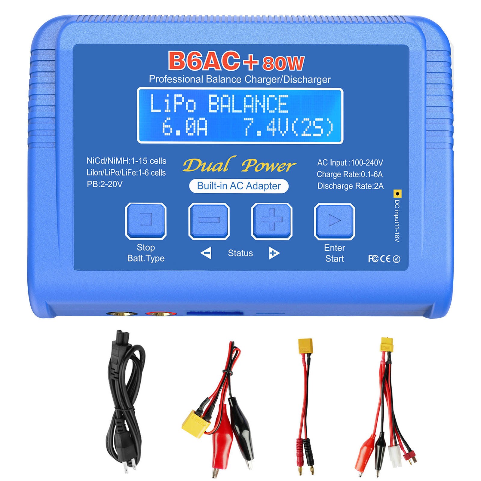 B6AC 80W Balance Charger 6A Lipo Battery Charger Discharger Durable Design thumbnail 2