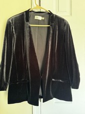 Eliza J Black Velvet Women's Blazer EUC Size XL 3/4 Sleeves Business/Workwear