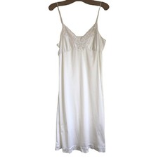 Vintage M&S St Michael White Satin Slip 16 Nightgown Lace trims