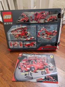 LEGO Racers Ferrari F1 Pit Set 8375 COMPLETE Set w/ Box & Manual