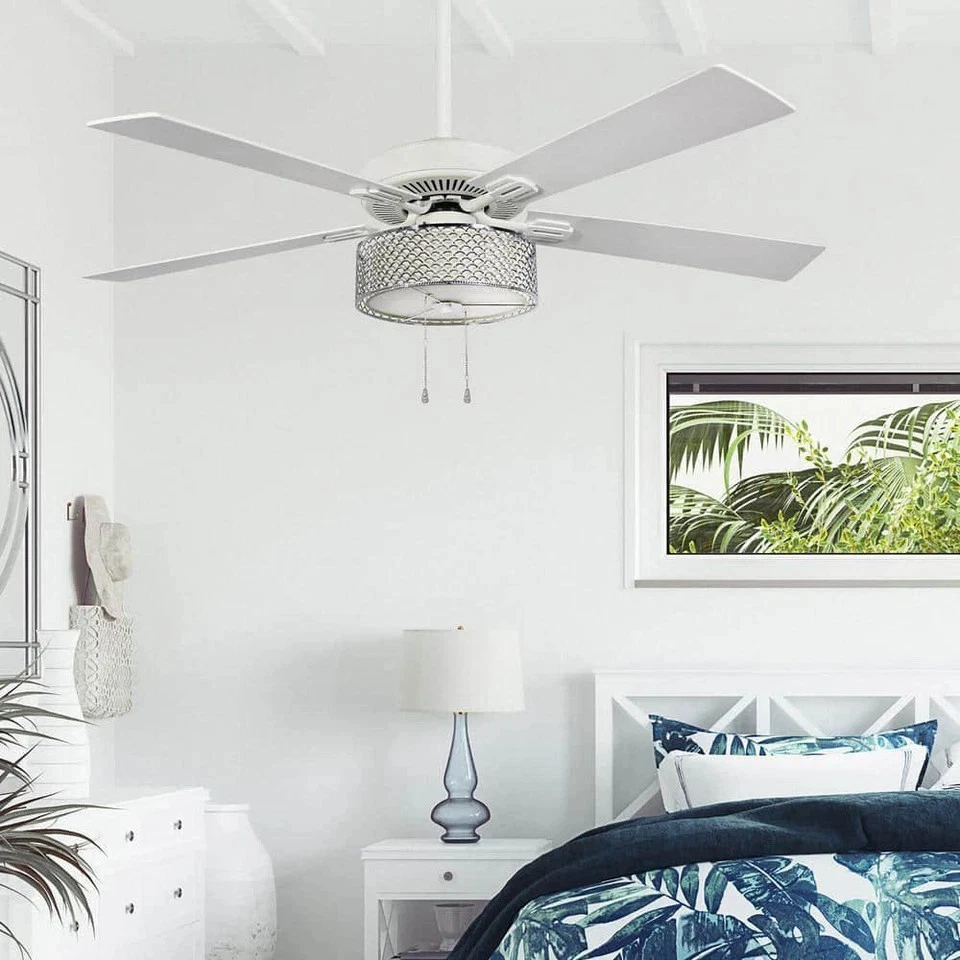 River of Goods Zoe 52 in. LED Indoor Chrome and White Ceiling Fan with Light - Image 2 of 4