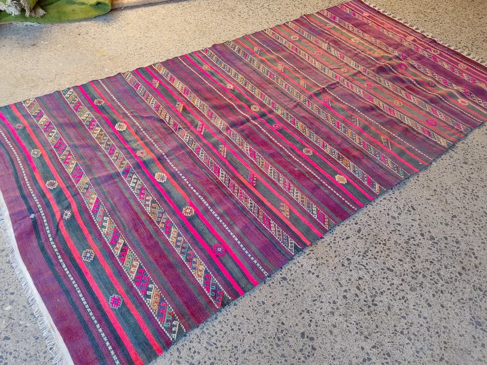 Vintage Turkish Kilim Rug 5.4x10.5 ft – Handwoven Wool Boho Tribal Carpet - Image 3 of 4