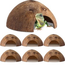 6 Pcs Natural Coconut Reptile Hideouts Coconut Hide for Reptiles Caves Hut Hi...