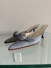 NEW 435 VINTAGE PRADA SUEDE ROSE MULES KITTEN HEEL SHOES SZ 36 MADE IN ITALY