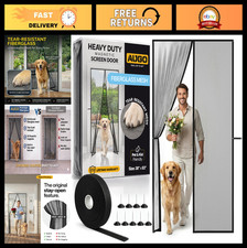 Heavy Duty Magnetic Screen Door - Pet Resistant Fiberglass Mesh, Self-Sealing, B