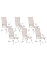 6Er Set Gartenstuhl Terrassenstuhl Balkonstuhl Hochlehner Aluminium Beige Catani