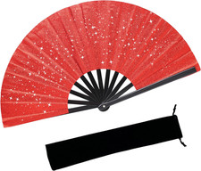 Glitter Bling Large Folding Fan-Hand Fan Rave Clack Popping Fan for Line Dancing