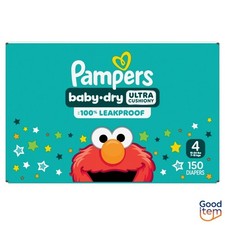 Pampers Baby Dry Diapers Pack - Size 4 - 150ct: 22 to 37 Lbs, Wetness Indicator