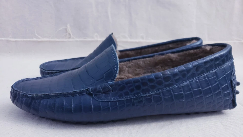 Zapato Mocasín M. GEMI Felize Mujer Azul Estampado Animal Cocodrilo Talla 38 Italia Foto 4 de 4