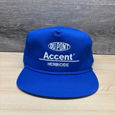 Vintage DuPont Accent Herbicide Hat Cap Snap Back Blue Farm Ag Advertising Promo