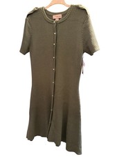 French Connection Sweater Dress Size XL Green Career Wear Summer NWT Button Down