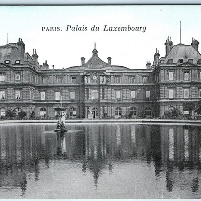 c1900s Paris, France Palais du Luxembourg Palace Fountain Reflection Pool A357