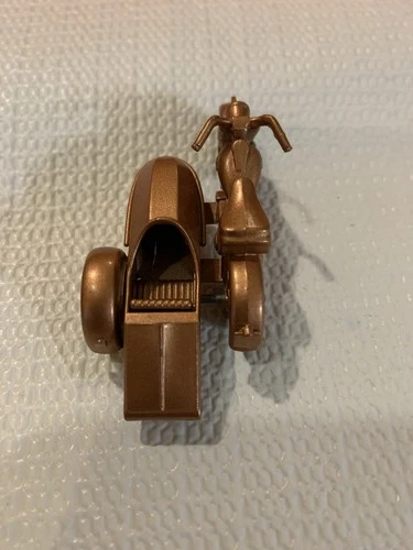 Vintage Matchbox Harley Davidson motor bike w/side car Copper,England