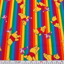 Rainbow Striped Winnie The Pooh Springs Industries Cotton FAT QUARTER 18"x 21"