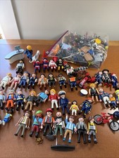 Playmobil Huge Lot 40 Figures Bicycle, Weapons Accessories Large Bag EUC