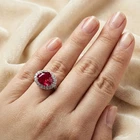 Opulent Magenta Pink Tourmaline 6.45Ct 925 Sterling Silver White Gold Halo Rings