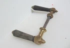 Victorian Bronze & Wood Lever Door Handles Old Brass Antique Wooden Vintage