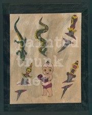 bert grimm kewpie snake dagger production color tattoo flash lam 11x14