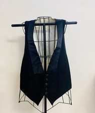 Black Silk 5 Button Tuxedo Vest Medium