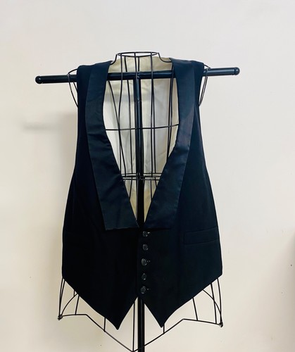 Black Silk 5 Button Tuxedo Vest Medium