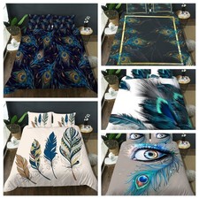 3D Peacock Feather Eye Texture Colorful Quilt Cover Duvet Cover Comforter set