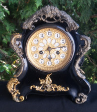 Antique C 1895 Waterbury SICILY Enamel On Cast Iron Mantle Clock - ALL ORIGINAL